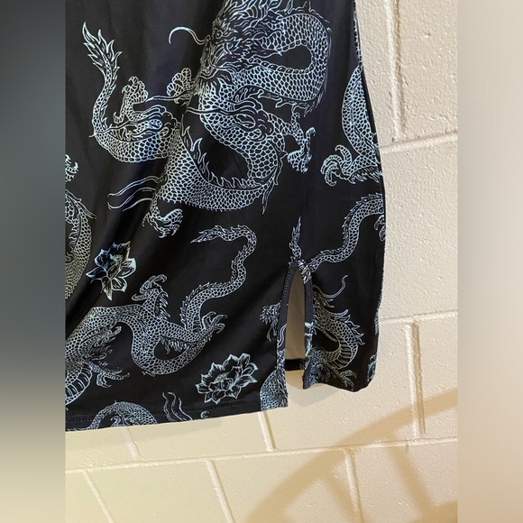 Cheongsam goth punk Asian style collar keyhole bodycon dragon mini dress - Picture 4 of 5